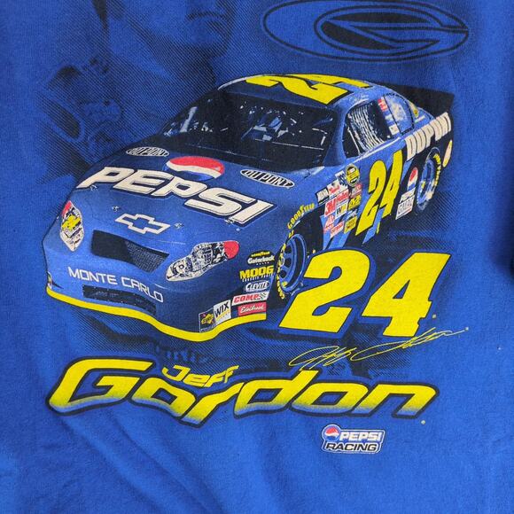 Chase Authentics Jeff Gordon 24 Pepsi Racing Men's L T-Shirt Blue Vtg Y2K Dupont - Picture 3 of 10